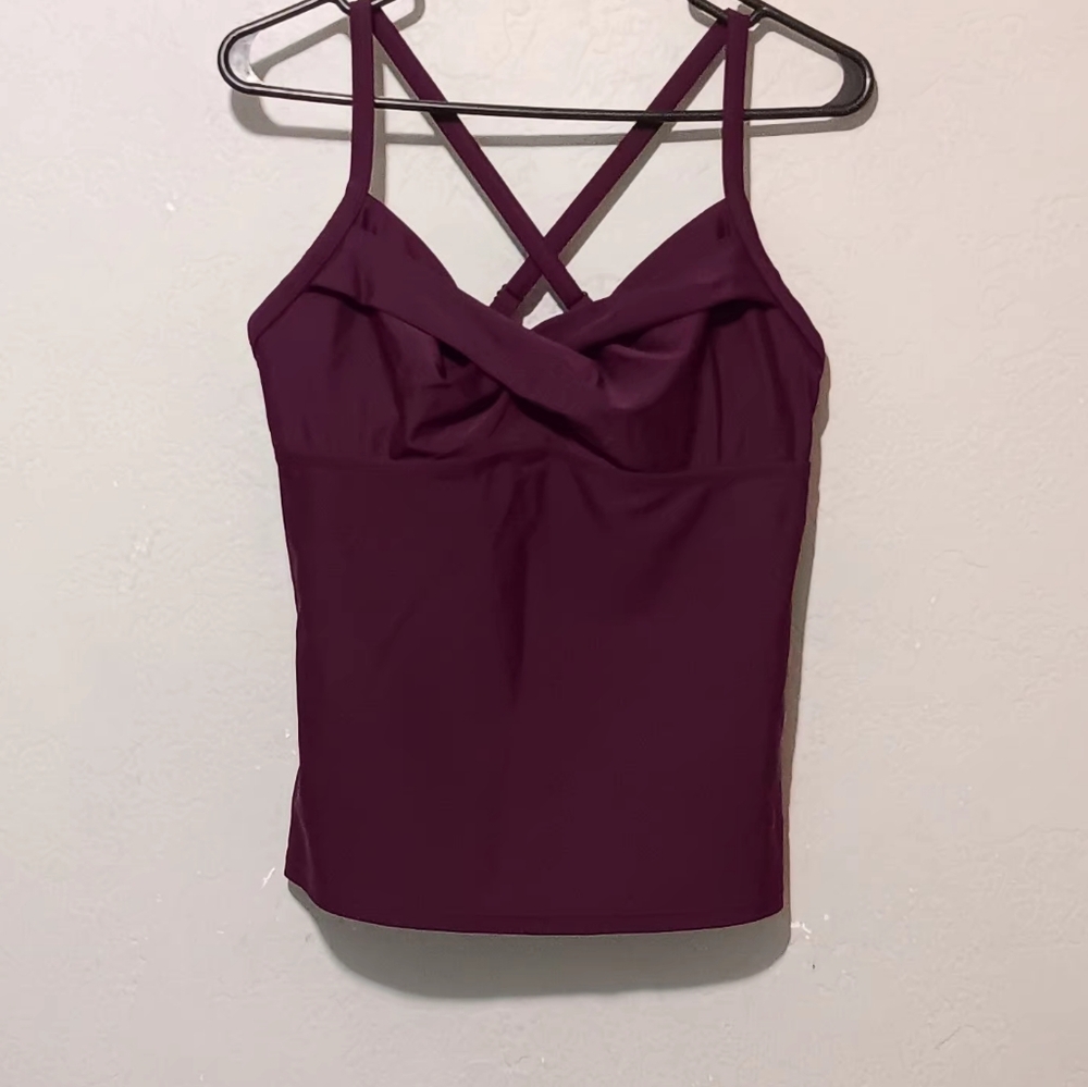 Athleta Twister Tankini Swim Tank Cross Back Burgundy Berry Sz36B/C - Picture 12 of 13